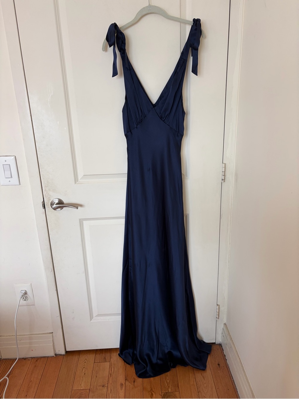 Reformation Pernille Silk Dress Navy Blue Small - Picture 3 of 8